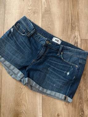 PAIGE Jimmy Jimmy Distressed Cuffed Denim Shorts Size 31